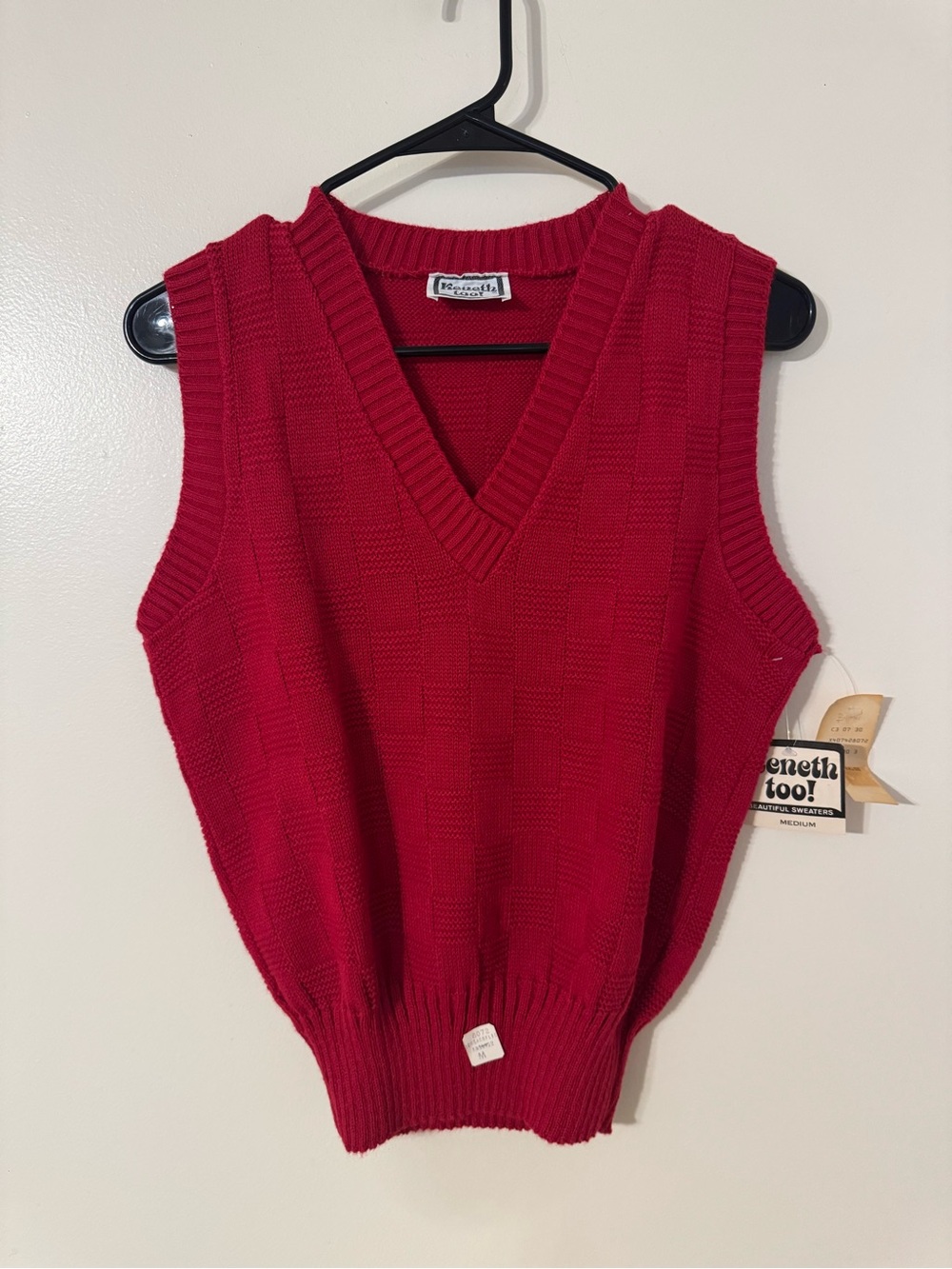 Women's Red V-Neck Knit Sweater Vest